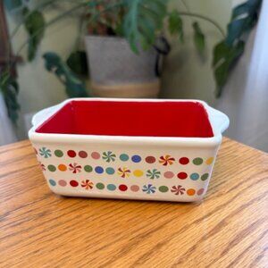 Celebrate It!, Set of 4 Ceramic Mini Loaf Pans, Holiday Theme, New, 5.9"